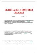 LETRS Units 1-4 POSTTEST 2023/2024  LETRS -                     UNITS 1-4