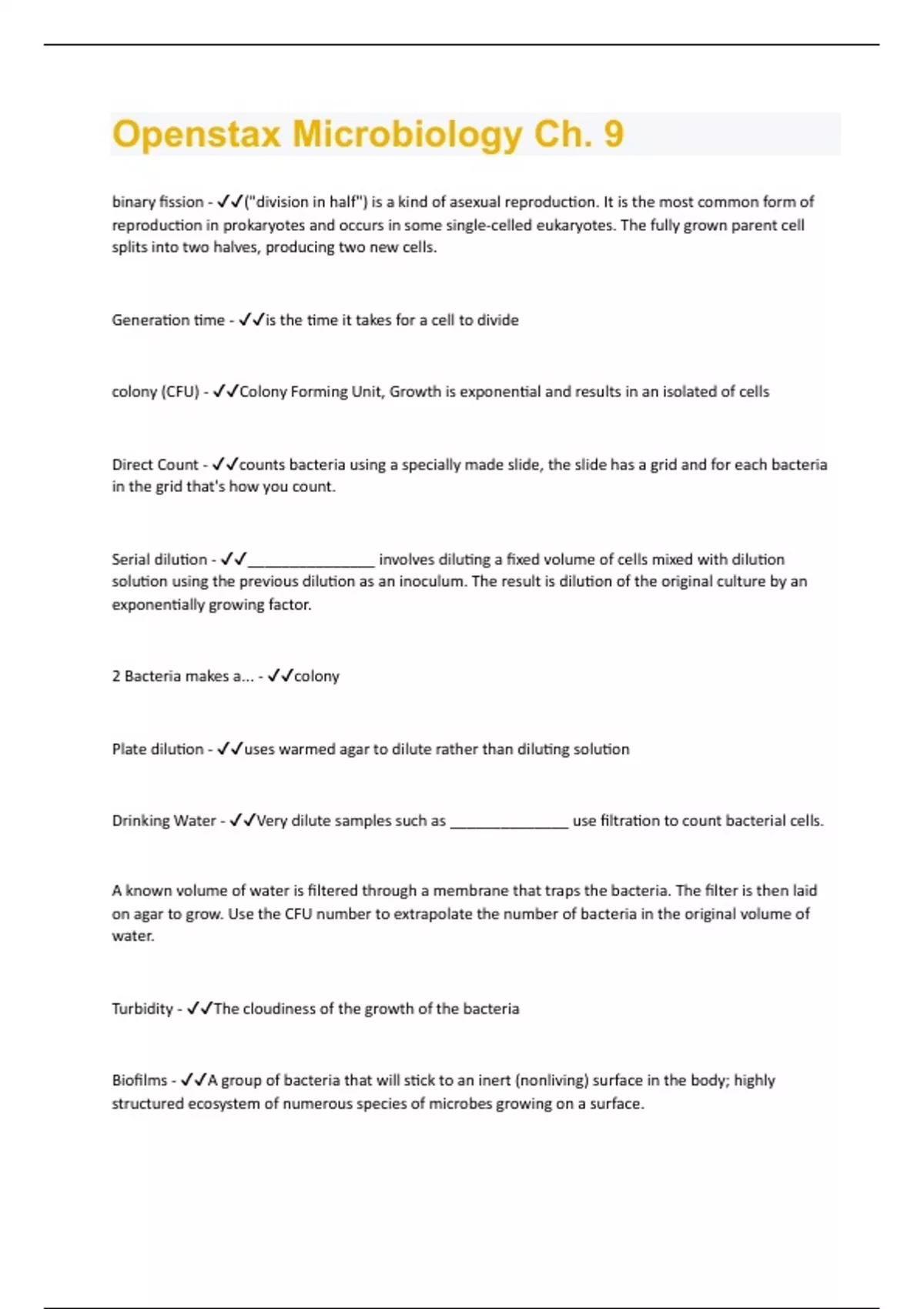 Openstax Microbiology Ch. 9 Questions and Answers(A+ Solution guide