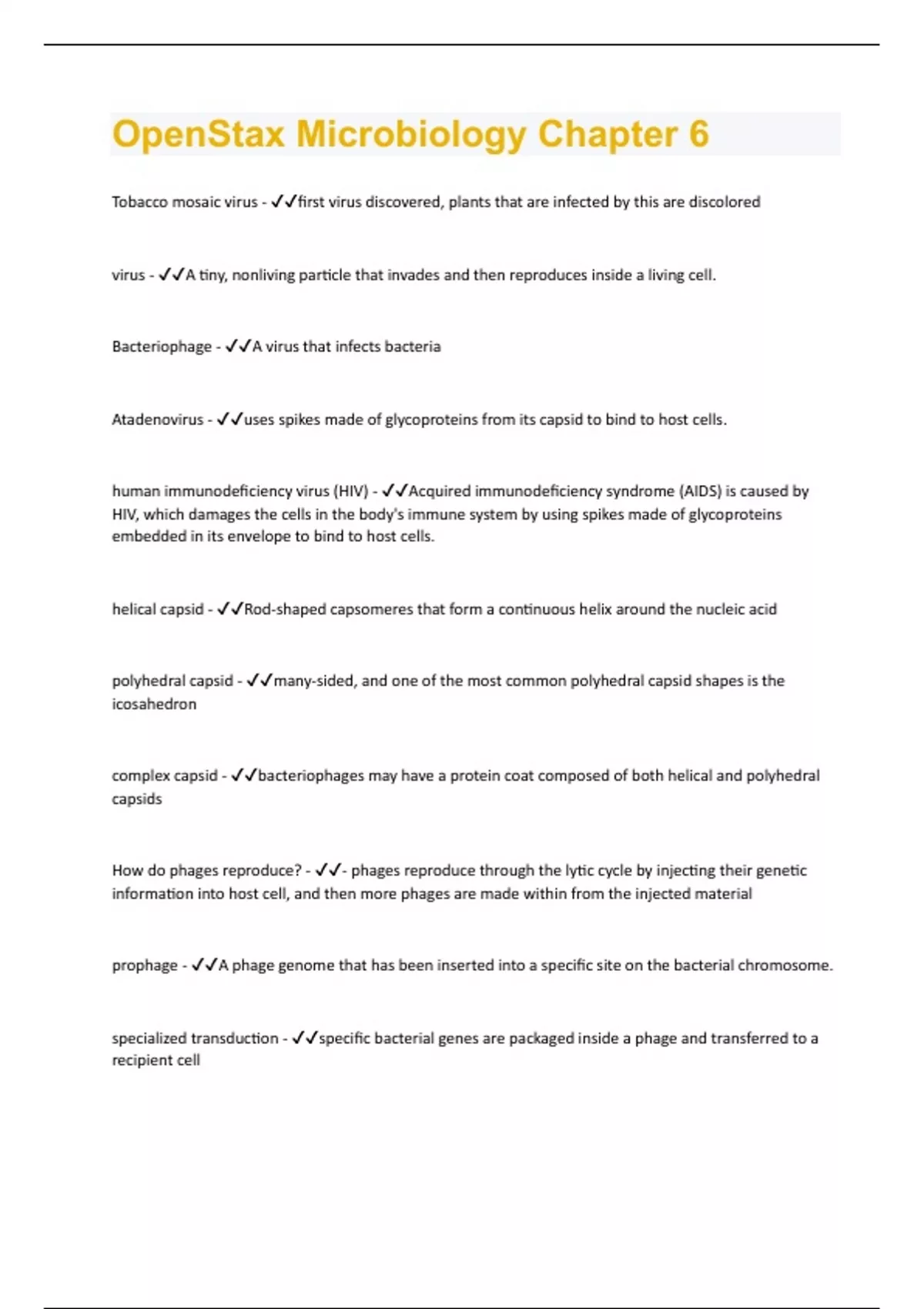 OpenStax Microbiology Chapter 6 Questions and Answers(A+ Solution