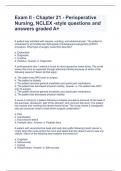 Exam II - Chapter 21 - Perioperative Nursing, NCLEX -style questions and answers graded A+