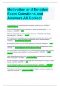 Motivation and Emotion Exam Questions and Answers All Correct 