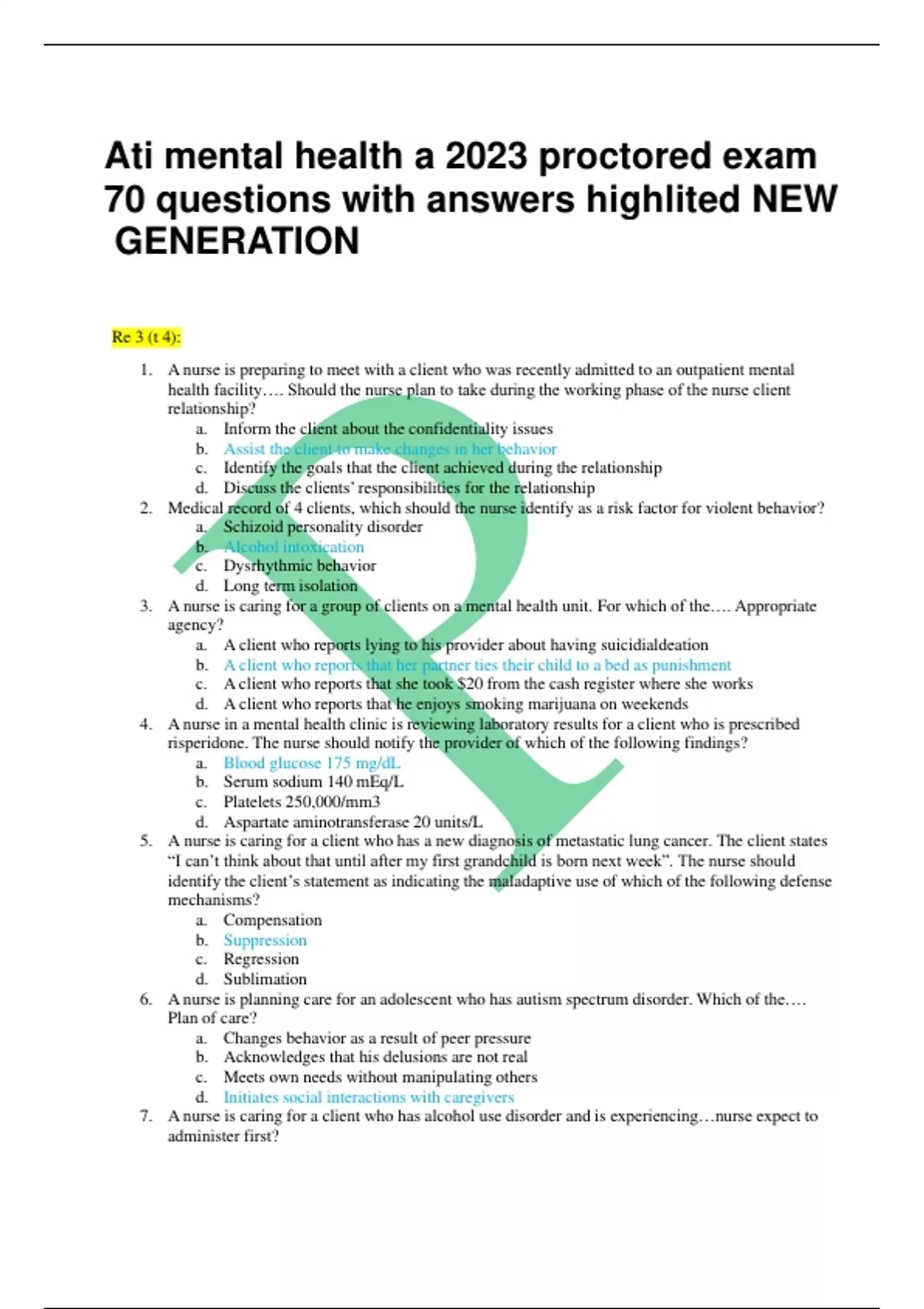 2023 Pn mental health 2020 with ngn proctored exam 37% is 