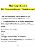 Med Surg 2 Exam 2 questions and answers latest 2023 - 2024 [100% correct answers]