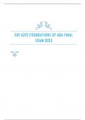 EDF 6225 FOUNDATIONS OF ABA FINAL EXAM 2023