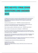 RITE AID PTU: FINAL EXAM QUESTIONS AND ANSWER  2023