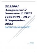 TLI4801 Assignment 2 Semester 2 2023 (705030) - DUE 9 September 2023