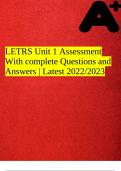 LETRS Unit 1 Assessment With complete Questions and Answers | Latest 2022/2023