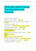 RCIS 2023-2024 Practice Test Questions and Answers 