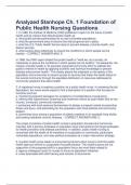 Analyzed Stanhope Ch. 1 Foundation of  Public Health Nursing Questions