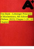 Test Bank - Lehninger Principles of Biochemistry, 8th Edition (Nelson, 2022), Chapter 1-28 | All Chapters