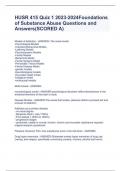 HUSR 415 Quiz 1 2023-2024Foundations of Substance Abuse Questions and Answers&lpar;SCORED A&rpar;
