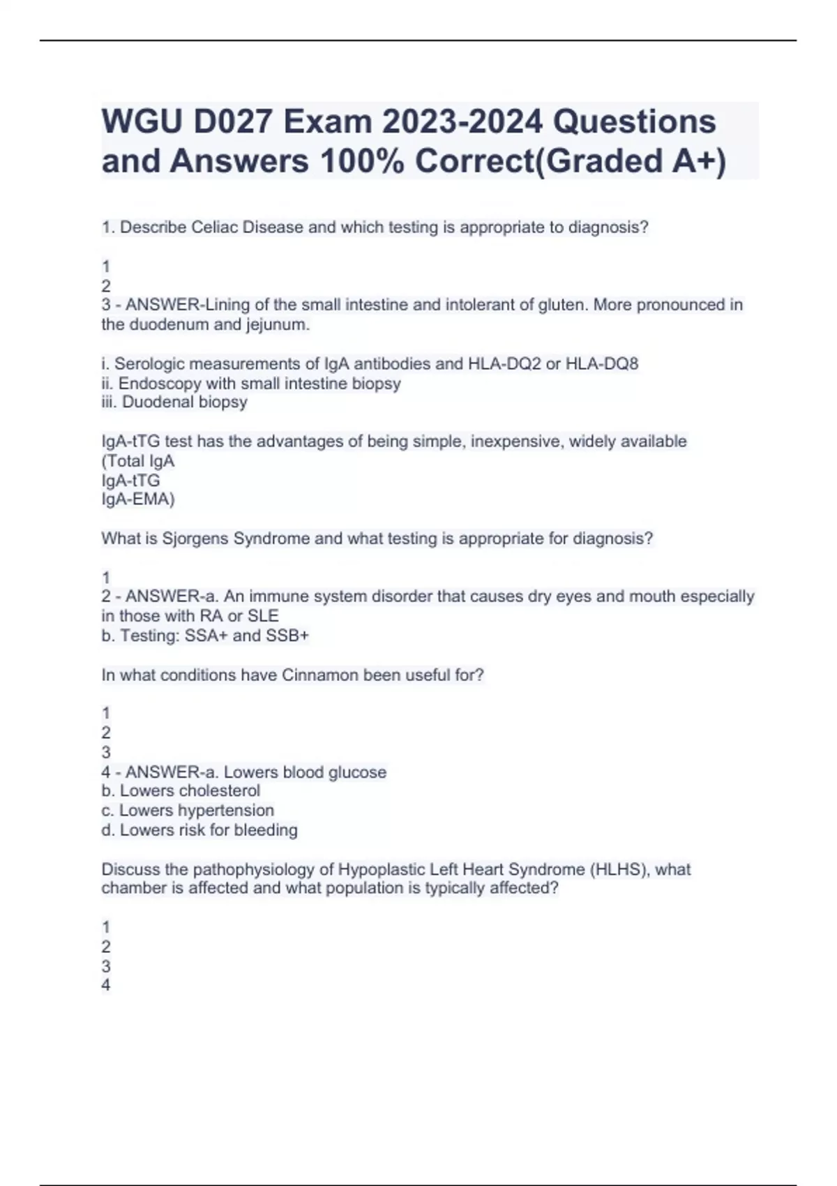 WGU D027 Exam Questions and Answers 100% Correct(Graded A+) - WGU D027 ...