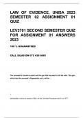 LEV3701 ASSIGNMENT 01 QUIZ ANSWERS 100 % CORRECT