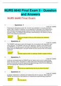   NURS 6640 Final Exam 5 - Question and Answers NURS 6640 Final Exam