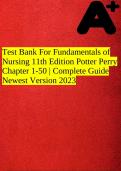 Test Bank For Fundamentals of Nursing 11th Edition Potter Perry Chapter 1-50 | Complete Guide Newest Version 2023/2024