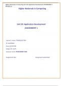 Higher Nationals in Computing Unit 30 Application Development ASSIGNMENT 1 GRADED A&plus;