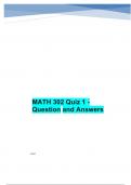 MATH 302 Quiz 1 - Question and Answers