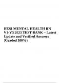 HESI MENTAL HEALTH RN V1-V3 | Questions With Answers | Latest Update 2023/2024 (GRADED A+)
