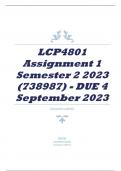 LCP4801 Assignment 1 Semester 2 2023 (738987) - DUE 4 September 2023