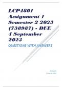 LCP4801 Assignment 1 Semester 2 2023 (738987)