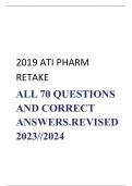 2019 ATI PHARM  RETAKE ALL 70 QUESTIONS  AND CORRECT  ANSWERS.REVISED