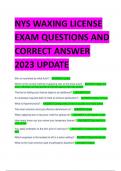 NYS WAXING LICENSE  EXAM QUESTIONS AND  CORRECT ANSWER  2023 UPDATE