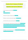 Practice Test 2: Sciences 10 Alberta Questions and Answers Rated A+