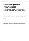 CSP4801 Assignment 4 (ANSWERS) 2023 DUE DATE : 25th AUGUST 2023