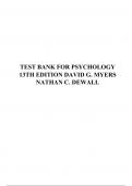 TEST BANK FOR PSYCHOLOGY 13TH EDITION DAVID G&period; MYERS NATHAN C&period; DEWALL &vert; COMPLETE CHAPTER 1-16 &lpar;2023&sol;2024&rpar;