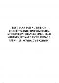 TEST BANK FOR NUTRITION CONCEPTS AND CONTROVERSIES, 5TH EDITION, FRANCES SIZER, ELLIE WHITNEY, LEONARD PICHÉ, ISBN-10:  ISBN- 13: 9780176892869 | COMPLETE CHAPTER 1-19 | 2023/2024