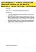 SOLUTION MANUAL FOR CANADIAN INCOME TAXATION 25TH EDITION BY WILLIAM BUCKWOLD&comma; JOAN KITUNEN&comma; MATTHEW ROMAN 