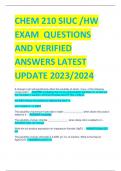 CHEM 210 SIUC /HW EXAM QUESTIONS  AND VERIFIED  ANSWERS LATEST  UPDATE 2023/2024