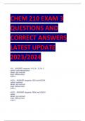 CHEM 210 EXAM 3  QUESTIONS AND  CORRECT ANSWERS  LATEST UPDATE  2023/2024