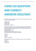 CHEM 210 QUESTION  AND CORRECT  ANSWERS 2023/2024