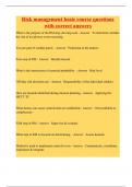 Risk management basic course questions with correct answers