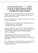 ATI TEAS EXAM----------LIFE SCIENCE QUESTIONS WITH COMPLETE SOLUTIONS