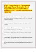 DWC: Person-Centered Planning and Individual Plan of Service for Direct Support Professionals (Direct Care Workers), Exam Questions and answers, VERIFIED.