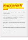 DWC: Person-Centered Planning and Individual Plan of Service for Direct Support Professionals (Direct Care Workers). Top Questions and answers, rated A+