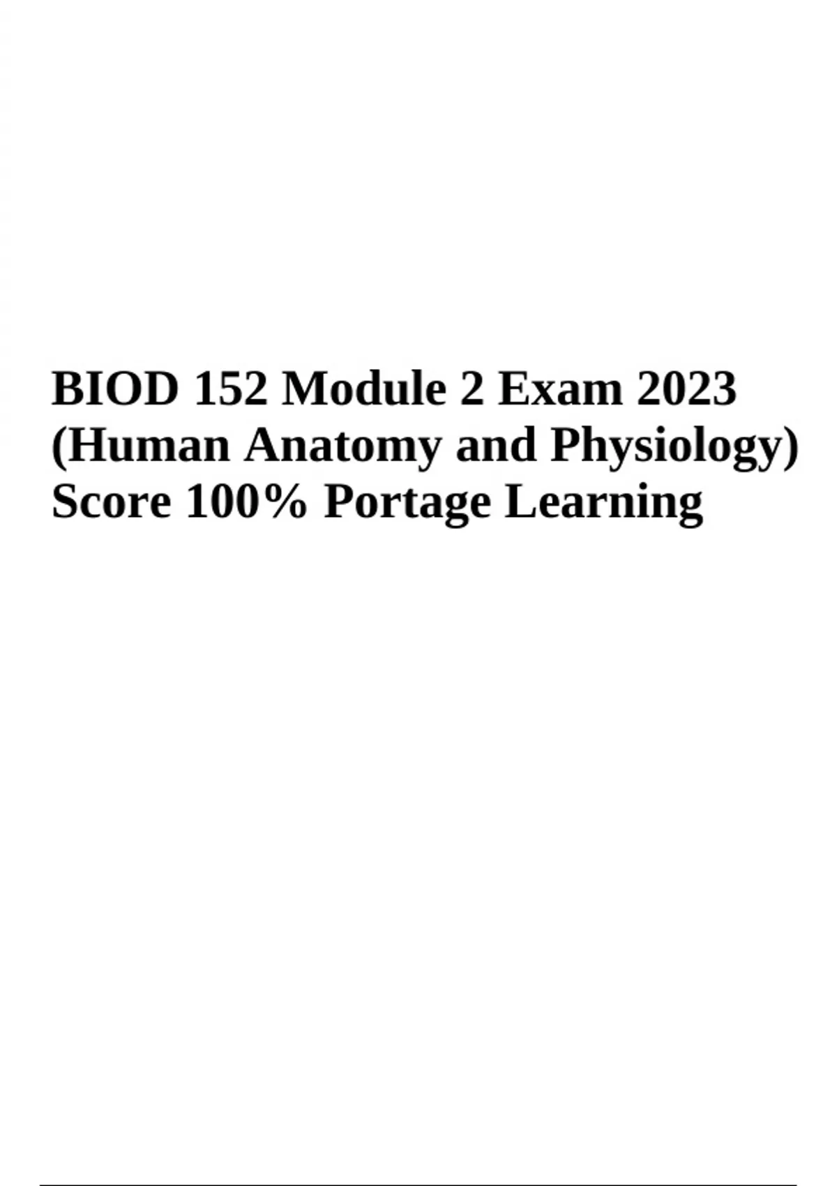 BIOD 152 (Essential Human Anatomy and Physiology II) Module 2 Exam ...