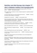 Nutrition and diet therapy lutz chapter 17 diet in diabetes mellitus and hypoglycemia  QUESTIONS WITH BEST ANSWER SOLUTIONS 2023