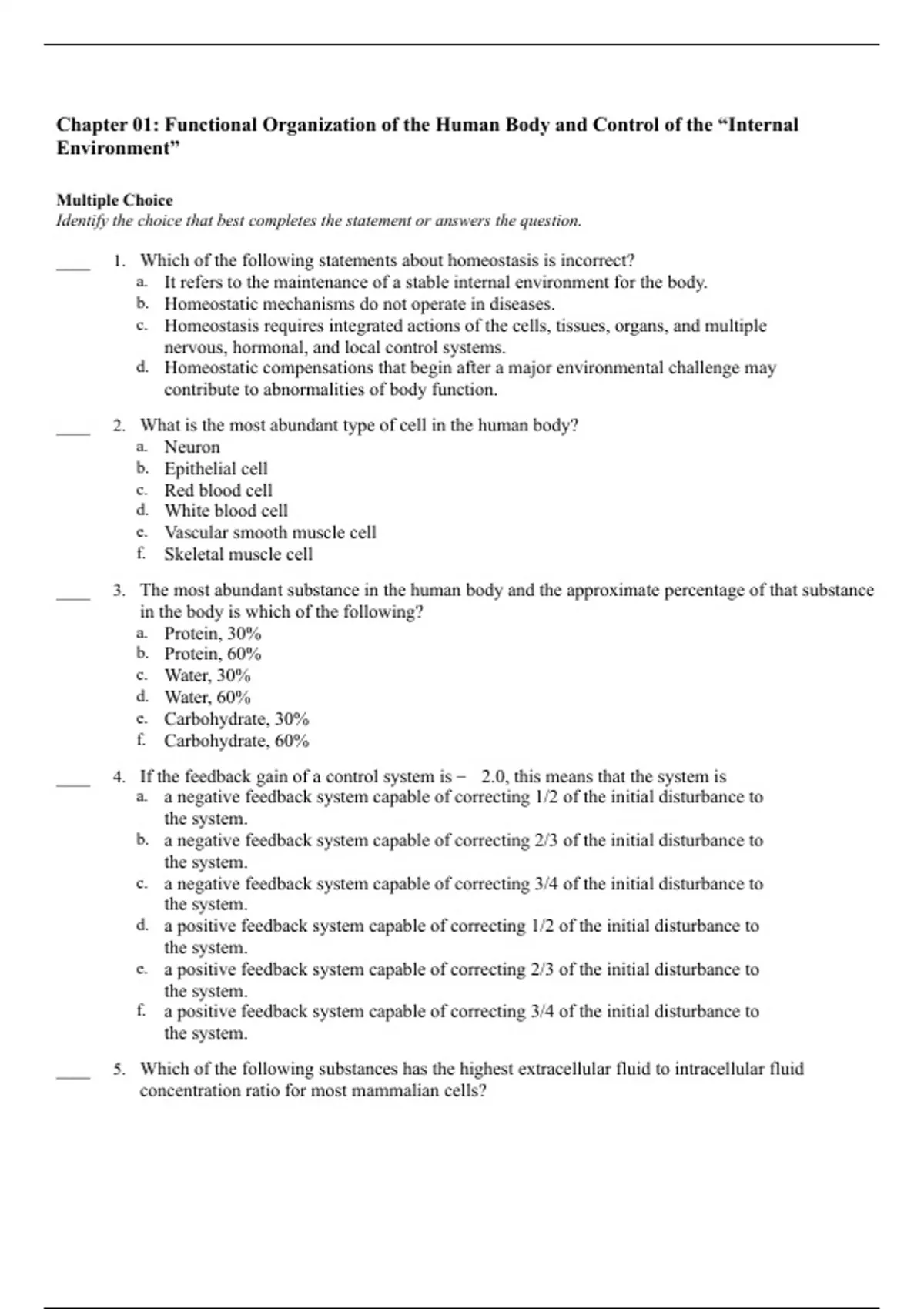 Test Bank for Guyton and Hall Textbook of Medical Physiology, 14th