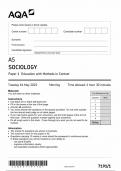 AQA AS SOCIOLOGY PAPER 1 MAY 2023 (7191/1: Education with Methods in Context)