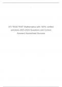 ATI TEAS TEST Mathematics-with 100&percnt; verified solutions-2023-2024 Questions and Correct Answers Guaranteed Success