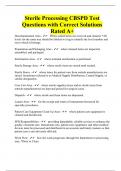 Sterile Processing CBSPD Test Questions with Correct Solutions Rated A+