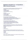 Statistics Exam&num;1 Ch&period; 1-4 Questions With Correct Answers&period;