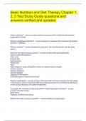 Basic Nutrition and Diet Therapy Chapter 1, 2, 3 Test Study Guide questions and answers verified and updated.