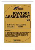 ICA1501 ASSIGNMENT 4 DUE 15 AUGUST 2023