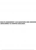 HEALTH ASSESSMENT |124 QUESTIONS AND ANSWERS 100%CORRECT & VERIFIED 2023/2024.