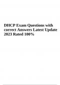 DHCP Exam Questions with Correct Answers - Latest Update 2023/2024 (GRADED)