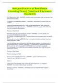 National Practice of Real Estate Licensing Exam &vert; Questions & Answers &lpar;Graded A&rpar;